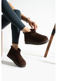 Resim Shoetek Lesva Kadın Bot İçi Kürklü Kahve Süet Kahve 