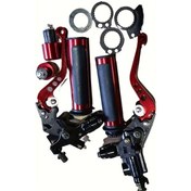 Resim Tongdashop Kırmızı Set Motosiklet Cnc Alüminyum Gidon Ve Tutacak Seti 4 Adet Bağlantı Klipsi 