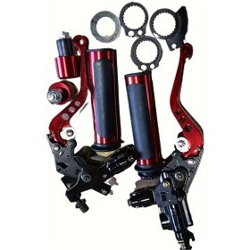 Resim Tongdashop Kırmızı Set Motosiklet Cnc Alüminyum Gidon Ve Tutacak Seti 4 Adet Bağlantı Klipsi 