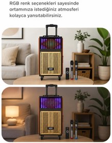 Resim Torima NDR-108R Kablosuz Mikrofonlu Uzaktan Kumandalı RGB Bluetooth Hoparlör 