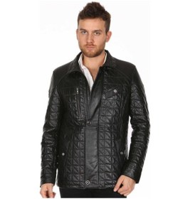 Resim Hakiki Kuzu Derisi Işlemeli Erkek Deri Ceket Siyah Karışık / Çok Renkli 