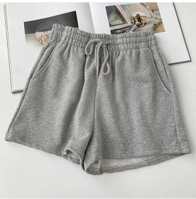 Resim Gri Kadın Modası Yaz Spor Yüksekliği Bel Detaylı Şort Günlük Pantolon Gri 