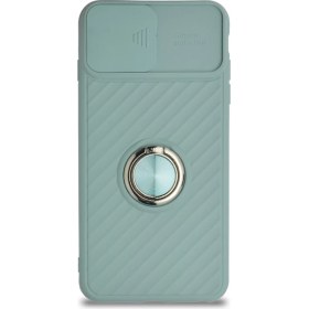 Resim Caseart Apple iPhone 6 Plus Kapak Kamera Korumalı Yüzüklü Pastel Silikon Kılıf - Turkuaz 