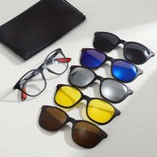 Resim Bir Çift Gözlük + Beş Lens + Bir Gözlük Saklama Çantası, Bir Yuvarlak Çerçeve Tasarımı Manyetik Gözlük Seti, Değiştirilebilir Renkli Lensler, Unisex, Günlük Kullanım İçin Uygun, Moda Gözlükler, Gece Görüş Gözlükleri, Bir Harika Hediye Seçeneği. 