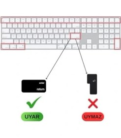 Resim Keyboard 3 A2520 Numeric Klavye Koruyucu - Us Ansı Yatay Enter Uyumlu Ultra Ince Silikon Kaplama Şeffaf ve Baskılı Seçenekler Keyboard Protector Şeffaf 