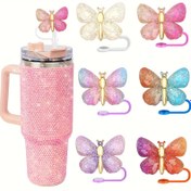 Resim 6/3 adet Reçine Kelebek Saman Üst Kapakları - 30oz & 40oz Bardaklar için Yeniden Kullanılabilir İçecek Kapağı Aksesuarları - Sevgililer Günü, Anneler Günü, Noel Aksesuarları 