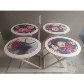 Resim Zigon Sehpa Çanta Çiçek Motif Ham Kayın Torna Iskelet Itinalı Pa 