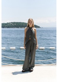 Resim Mai Collection Mai Studios Co. Prasetsah Bağlamalı Antrasit Crop Pantolon Takım Antrasit 