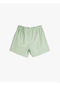 Resim Koton Keten Şort Beli Lastikli Cepli Yeşil 4skg40062aw Yeşil 