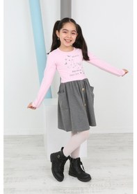 Resim Toontoy Kız Çocuk Beauty Love Baskılı Elbise Pembe 