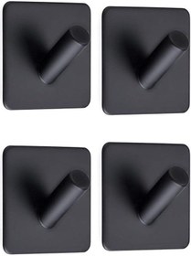 Resim 4 Adet 3m Yapışkanlı Kanca Duvara Monte Banyo Paslanmaz Çelik Havlu Kancaları Banyo Mutfak Tuvalet Dolabı Siyah Kare Çok Renkli 