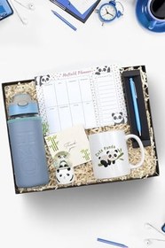 Resim Kupa & Haftalık Planner & Touch Pen & Panda Kar Küresi & Matara Hediye Seti 