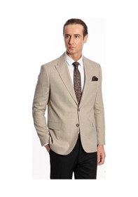 Resim Wessi Desenli Slim Fit Krem Erkek Ceket 001 