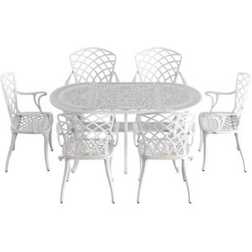 Resim İstanbul Oval Masa 6 Lı Hitit Sandalye Beyaz 