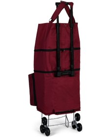 Resim ENTCANTA VADİ Model Sessiz 6 Tekerli, Çok Fonksiyonlu, Merdiven Çıkabilen Katlanabilir Teleskobik Kollu Seyahat ve Alışveriş Çantası- Bordo 