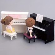 Resim Minyatür Piyano Oyun Seti, Plastik Mini Müzik Aleti Modeli, Bebek Evi Ekipmanı, Rol Yapma Oyuncağı için 