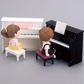 Resim Minyatür Piyano Oyun Seti, Plastik Mini Müzik Aleti Modeli, Bebek Evi Ekipmanı, Rol Yapma Oyuncağı için 