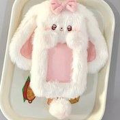 Resim 1 Adet Sevimli Büyük Kulaklı Tavşan Kartlık - Yumuşak Polyester Ürün - Paskalya ve Noel İçin Uygun 