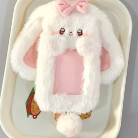 Resim 1 Adet Sevimli Büyük Kulaklı Tavşan Kartlık - Yumuşak Polyester Ürün - Paskalya ve Noel İçin Uygun 