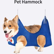 Resim Popüler Seçim] Rahat Tutuşlu Evcil Hayvan Bakım Hamak - Küçük ve Orta Boy Köpekler ve Kediler için Güvenli & Kolay Tırnak Kesme Askısı, Ayarlanabilir Kayışlı Dayanıklı Polyester, Kaymaz, Mavi 