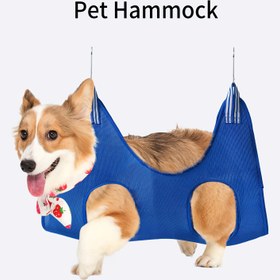 Resim Popüler Seçim] Rahat Tutuşlu Evcil Hayvan Bakım Hamak - Küçük ve Orta Boy Köpekler ve Kediler için Güvenli & Kolay Tırnak Kesme Askısı, Ayarlanabilir Kayışlı Dayanıklı Polyester, Kaymaz, Mavi 