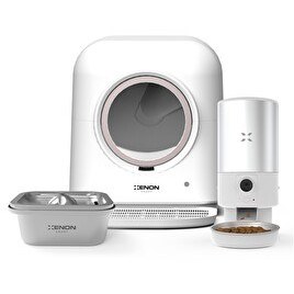 Resim Xenon Smart Akıllı Otomatik Kedi Tuvaleti 5 L Çelik Hazneli Mama Kabı Ultra Sessiz Çelik Su Pınarı Pet Seti 