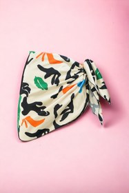 Resim pistore Krem Pop-art Desenli Kısa Pareo Saten Iç Göstermez Kadın Plaj Elbisesi Yeni Sezon 