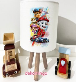 Resim dekomingo Beyaz Zemin Paw Patrol Desenli Bebek Çocuk Odası Masaüstü Abajur 