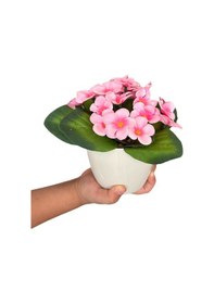 Resim Yapay Çiçekçiniz Beyaz Renkli Saksıda Canlı Renkli Gerçek Dokulu Yapay Menekşe pembe 