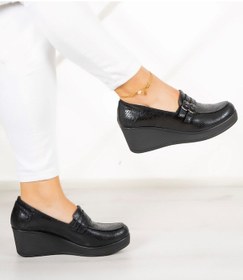 Resim Erkan Saçmacı Taylor Siyah Yılan Hakiki Deri Dolgu Topuklu Günlük Ayakkabı Siyah 