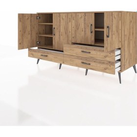 Resim Kronos Konsol 5 Raflı 3 Çekmeceli 4 Kapaklı 176x59x99 Çam-çam Çam-çam 