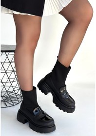 Resim Streçli Bot Siyah Topuk Boyu 5 Cm Siyah 