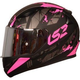 Resim Ls2 Rapıd Palımnesıs Mat Siyah-Pembe Kask 