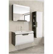 Resim TALES 80 CM BANYO DOLABI - RETRO GÜMÜŞ / BEYAZ (BOY DOLAP HARİÇ ) 