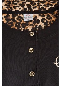 Resim Miss Melina Büyük BedenPamuk Uzun Kol Kadın Pijama Takımı Leopar Siyah 