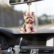 Resim Enucuzburası Pembe Fiyonklu Köpek - Anahtarlık, Araba Dikiz Ayna, Sırt Çanta ve Noel Ağacı Dekoru için Mükemmel 
