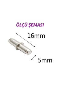 Resim Metal Halkalı Raf Pimi Cam Ahşap Metal Raf Tutucu Çivisi Mobilya Dolap Pimi 50 Adet 