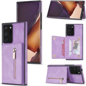 Resim Samsung Galaxy Note20 Fermuarlı Kart Tutucu Telefon Kılıfı 