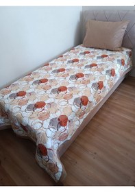 Resim Desenli Yatak Örtüsü Açık Kahverengi 