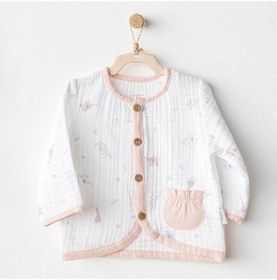Resim Andywawa Kız Bebek Ceket Jacket Love Family Muslin Ac25523 Ekru 