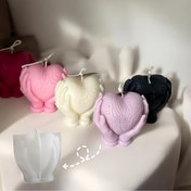 Resim 3D Kalp Şekilli Reçine Döküm Kalıbı, DIY için Silikon Reçine Kalıbı, Dekoratif Amaçlar için Kalp Şekilli Plaster El Sanatları Kalıbı. 