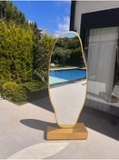 Resim Asimetrik Ayna, Ultralüx Boy Aynası, Asimetrik Boy Aynası 188x66 180 X 65 Gold 