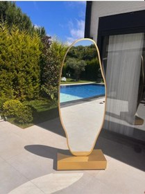 Resim Asimetrik Ayna, Ultralüx Boy Aynası, Asimetrik Boy Aynası 188x66 180 X 65 Gold 