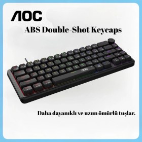 Resim Aoc GK320 Mekanik Oyuncu Klavyesi, 66 Tuş Kompakt, Rainbow Aydınlatma, Ses Kontrol Knob, Kablolu USB 