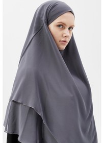 Resim Altobeh Hazır Pratik Şifon Üç Katlı Peçeli Üçgen Hac Umre Şalı Sufle Hijab Nikap Füme 