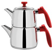 Resim Schafer Rot Aile Boyu Çelik Çaydanlık Takımı 3 Parça-Kırmızı 