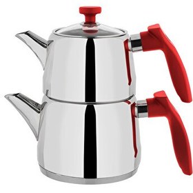 Resim Schafer Rot Aile Boyu Çelik Çaydanlık Takımı 3 Parça-Kırmızı 