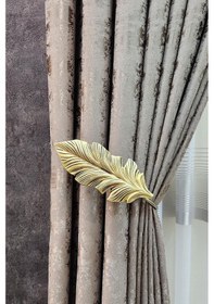 Resim Çınar Yaprak Perde Renso Altın Gold 