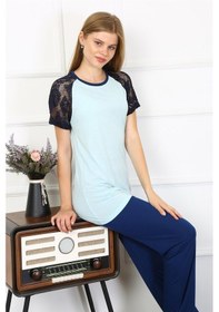 Resim Akbeniz Kadın Kolu Dantelli Penye Pijama Takım 4148 SU YEŞİLİ 