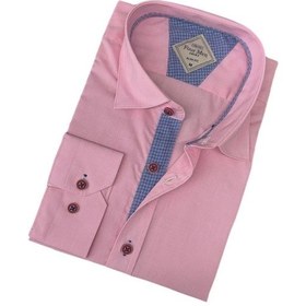 Resim Pamuklu Uzun Kollu Pembe Erkek Gömlek Slim Fit Kalıp -9873 Pembe 